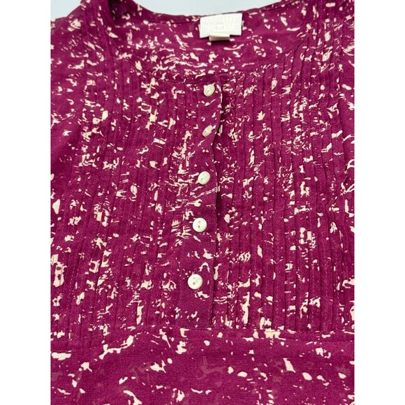 Converse One Star Long Sleeve Pintuck Button-Front Blouse M Purple Cream READ - Picture 4 of 9